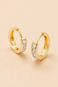 Brinco Argola Zircônia Filete Banho Ouro 18k