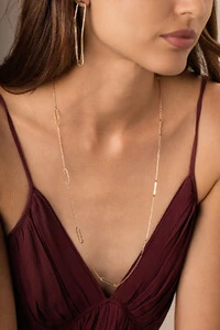 Colar Dourado Longo Elos Slim