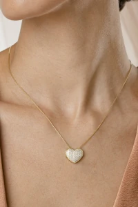 Colar Coração Zircônia Banho ouro 18K