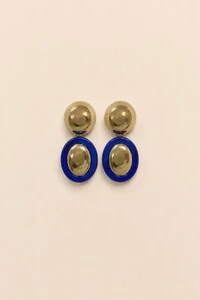 Brinco Dourado Resina Azul