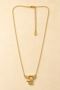 Colar Dourado Retângulos Zircônia Cristal
