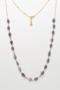 Colar Luna Jade Lilás Banho Ouro 18K