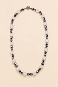 Colar Prateado Cloud Jade Branca