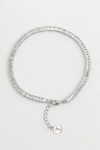 Pulseira Prateada Zircônia Mini Baguete