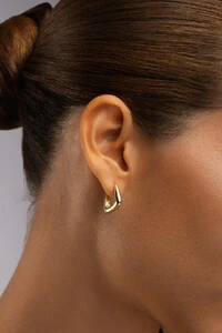 Brinco Argola Geométrica Lisa Banho Ouro 18k