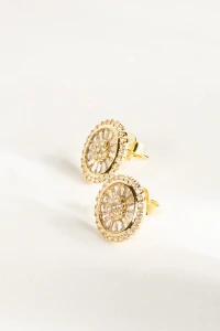 Brinco Pizza Zircônia Banho Ouro 18K