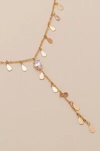 Colar Dourado Gravata Biarritz Gotas Zircônia