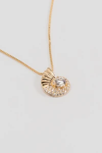 Colar Caracol Zircônia Banho Ouro 18K