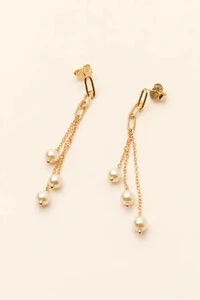 Brinco Dourado Elos com Pérolas