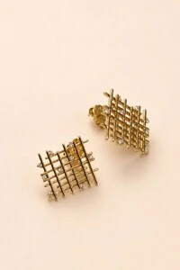 Brinco Tela Zircônia Banho Ouro 18K