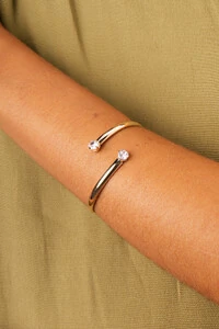 Pulseira Dourada Zircônia Dupla