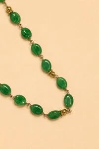 Colar Luna Jade Verde Banho Ouro 18K