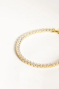 Pulseira Dourada Riviera Zircônia Quadrada