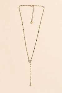 Colar Gravata Zircônia Cristal banho Ouro 18K