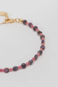 Pulseira Safira Facetada Mini Zircônia Rosa Banho Ouro 18K