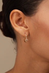 Brinco Argola Estrela Zircônia Banho Ouro 18k