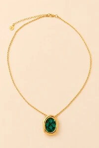 Colar Dourado Orgânico Couro Tilápia Turquesa