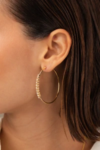 Brinco De Argola Detalhe Strass Dourado