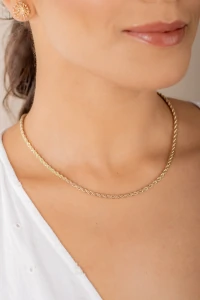 Colar Cordão Baiano Banho Ouro 18K