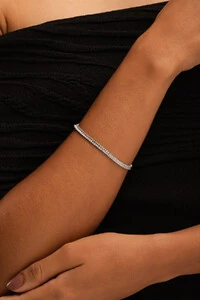 Pulseira Prateada Zircônia Mini Baguete