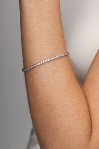 Pulseira Riviera Prateada Zircônia Redonda