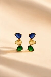 Brinco Dourado Earcuff Cristais Color