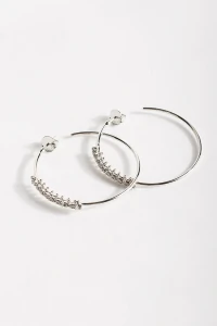 Brinco Argola Detalhe Strass Prateado