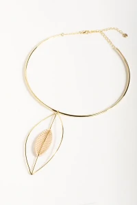 Colar Aro Folha Nude Dourado