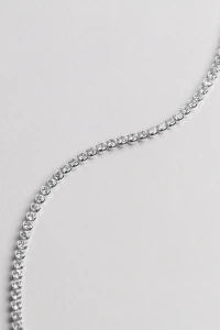 Colar Prateado Choker Zircônia Redonda