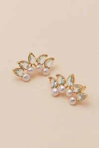 Brinco Siena Earcuff Pérola Gota Aqua Banho Ouro 18K