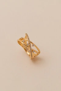 Anel Encanto Zircônia Cristal Banho Ouro 18K