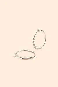 Brinco Argola Detalhe Strass Prateado
