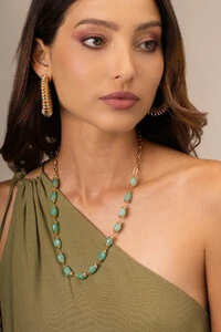 Colar Jardins Jade Verde Banho Ouro 18K