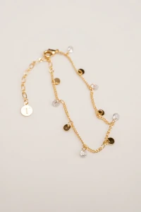 Pulseira Plaquinhas e Zircônias Banho Ouro 18K