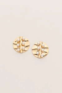 Brinco Dourado Círculo Martelado