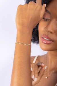Pulseira Plaquinhas Banho Ouro 18K