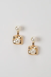 Brinco Pérola Duplo Banho Ouro 18K