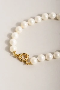 Colar Pérola Shell Curto Banho Ouro 18k