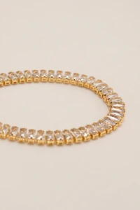 Pulseira Zircônia Baguete Dourada