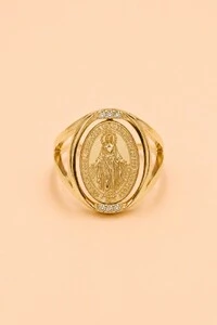 Anel Nossa Senhora Das Graças Banho Ouro 18K