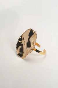 Pulseira Bracelete Dourado Placa Orgânica
