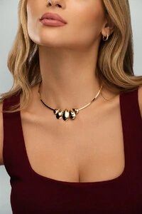Colar Choker Dourado Aro Gotas