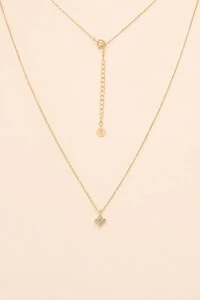 Colar Trevo Zircônia Banho Ouro 18K
