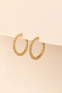Brinco De Argola Media Filigrana Strass Dourado