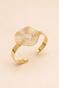 Pulseira Círculo Ondas Resina Madrepérola
