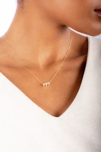 Colar Dados Três Banhos Com Zircônia Banho Ouro 18k.