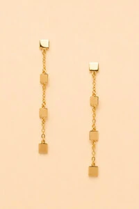 Brinco Dourado Fio Cubos