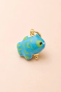 Pingente Porcelana Peixinho Banho Ouro 18K