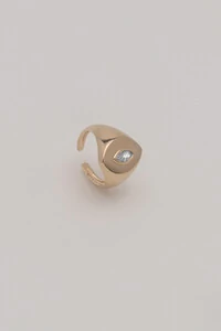 Anel Dedinho Zircônia Navete Banho Ouro 18K