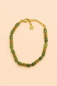 Pulseira Musk Serpentinita Banho Ouro 18K